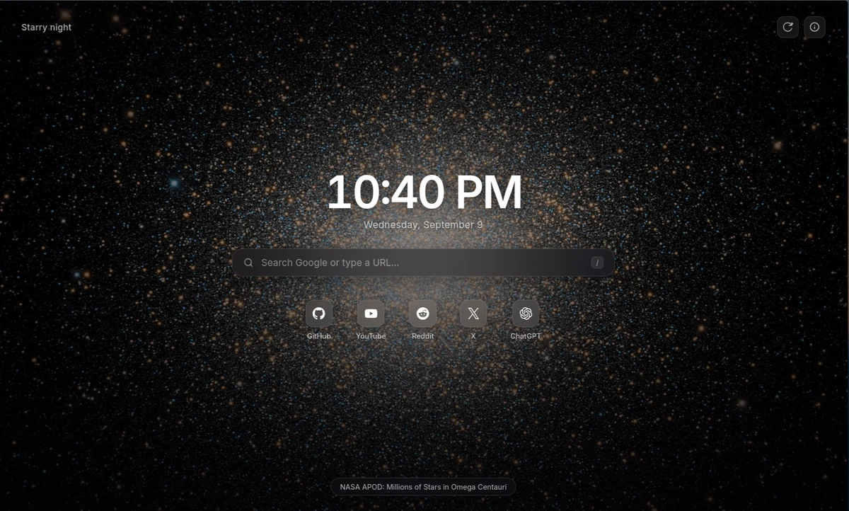 Astronomy APOD start page screenshot